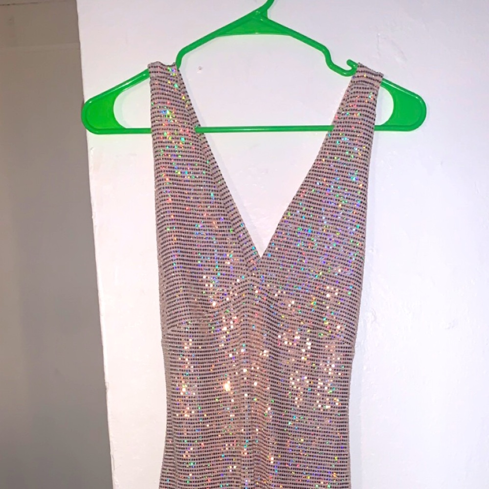 A Gold mini dress
